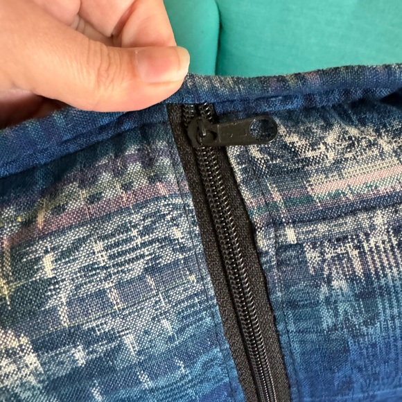 Vintage Blue Silk Embroidered Floral Accent Pillow - Picture 4 of 6